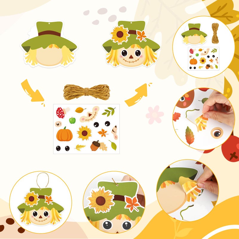 Sereliy 24 Pack Thanksgiving Crafts Kits Make Your Own Fall Pumpkin Stickers DIY Autumn Harvest Crafts for Thanksgiving Party Games Activities (Mixed 24) - Image 3